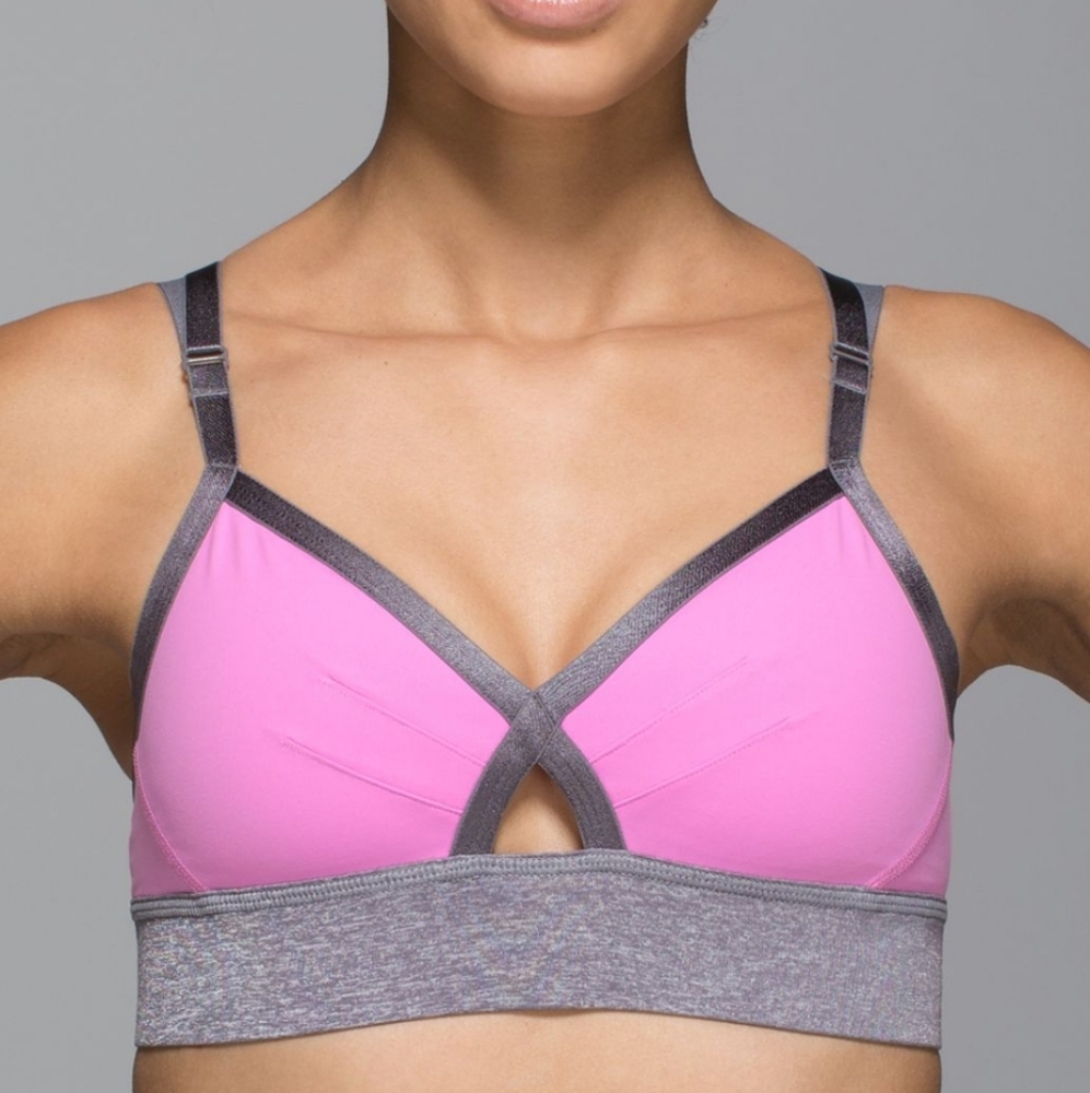 Lululemon If You're Lucky Sports Bra Pink and Gray